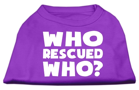 Who Rescued Who Screen Print Shirt Purple Lg